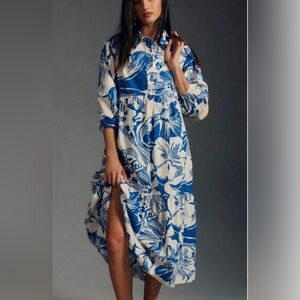Anthropologie Maeve Bettina
Shirtdress Buttondown Hawaiian
Blue Orchid Size M